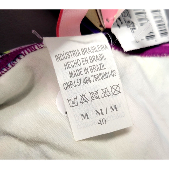 Cia Maritima Floral Bikini Top Womens Medium Embroidered Beaded Stripe Swimwear - Picture 3 of 12